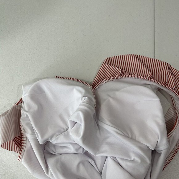 Aava Womens Swimwear Extra Large Red Ocean Retro Stripe One Piece Ruffle 4th - Picture 11 of 11